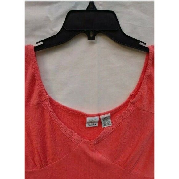 Extra Touch Woman Shirt Size 1XL Orange Sleeveless Tunic Tie Back - Picture 4 of 4